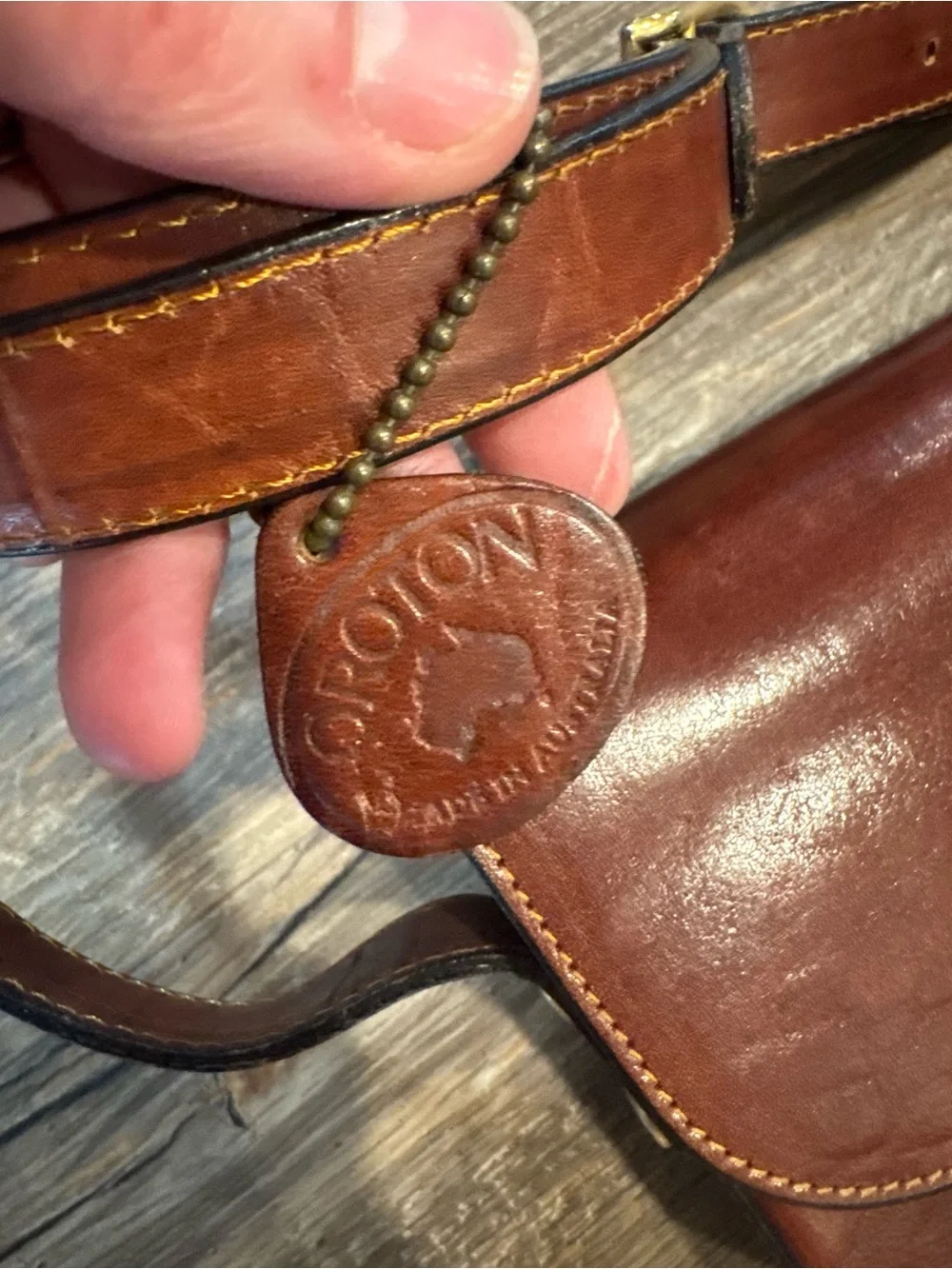 Vintage Oroton Australia Brown Leather Hard Shell Satchel Crossbody 7 x 6.5